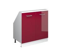 Vicco Meuble de Rangement sous Pente Rion, Rouge Brillant/Blanc | Façade robuste · Profondeur 46 cm · Pieds réglables en hauteur · 2 Portes · ✓ Pour différentes inclinaisons de toit