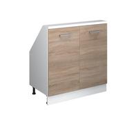 Vicco Meuble de Rangement sous Pente Rion, Sonoma/Blanc | Façade robuste · Profondeur 46 cm · Pieds réglables en hauteur · 2 Portes · ✓ Pour différentes inclinaisons de toit
