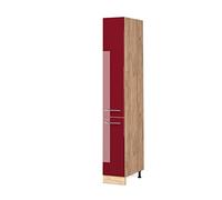 Vicco Meuble Haute de Cuisine Fame-Line, Bordeaux Brillant, 30cm | Façade en MDF · Coulisses métalliques à extension totale · Pieds réglables en hauteur · Poignées en métal
