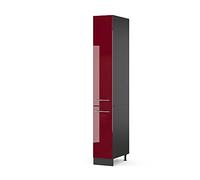 Vicco Meuble Haute de Cuisine Fame-Line, Bordeaux Brillant, 30cm | Façade en MDF · Coulisses métalliques à extension totale · Pieds réglables en hauteur · Poignées en métal