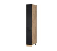 Vicco Meuble Haute de Cuisine Fame-Line, Noir rayé, 30cm | Façade en MDF · Coulisses métalliques à extension totale · Pieds réglables en hauteur · Poignées en métal