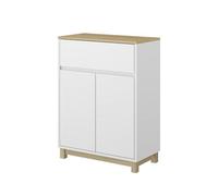 Vicco Meuble Middle Livia, Blanc, 60x80cm | avec tiroir, pour le rangement au-dessus des toilettes avec espace étagère ouvert