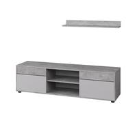 Vicco Meuble-paroi Berno, Béton/Blanc, 2 Parties, pour Le Rangement des Accessoires multimédias et la présentation de décorations
