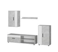 Vicco Meuble-paroi Berno Béton | Lot de 4, convient au rangement des appareils multimédias et des accessoires