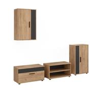 Vicco Meuble-paroi Berno, Chêne doré/Anthracite | Lot de 4 pièces, à fixer au mur, pour un rangement polyvalent