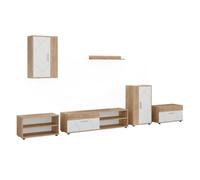 Vicco Meuble-paroi Berno, Chêne doré/Blanc, Lot de 6 pièces | Lot de 6 pièces, adapté au rangement d'appareils multimédias et d'accessoires