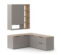 Vicco Meuble-paroi Wido Grège | 5 parties, combinable avec d'autres éléments de la série Wido