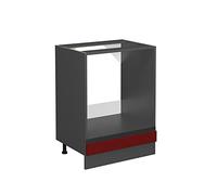 Vicco Meuble pour Four R-Line, Rouge, 60cm | ✓ Niche pour four · Sans plan de travail · Pieds réglables en hauteur · Librement combinable · Intégration facile