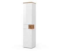 Vicco Meuble Salle de Bain Eden, Blanc Haute Brillance, 40x184.2cm avec 2 Portes et Un tiroir, pour Montage Mural avec aménagement intérieur modulable