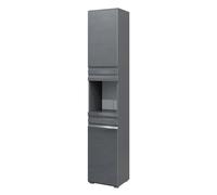 Vicco Meuble Salle de Bain Fredd, Anthracite Brillant, 36.4x190.5cm | à suspendre au mur avec deux étagères intérieures réglables