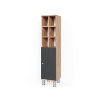 Vicco Meuble Salle de Bain Fynn, Anthracite, 30x130.6cm | grande porte, pour le rangement des accessoires de salle de bain et la combinaison avec Fynn