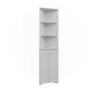 Vicco Meuble Salle de Bain Fynn, Blanc, 51.5x175cm Armoire d'angle avec 2 Portes, à Fixation Murale pour Le Rangement des Accessoires de Salle de Bain