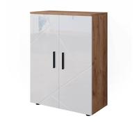Vicco Meuble Salle de Bain Irma, Blanc Brillant/Chêne doré, 60x81cm