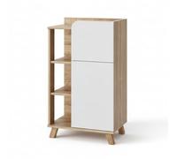 Vicco Meuble Salle de Bain Karen, Sonoma/Blanc, 50x90cm | avec porte et tiroir, convient pour le rangement des accessoires de salle de bain et des serviettes