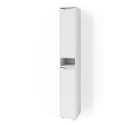 Vicco Meuble salle de bain "Ruben", Blanc 30 x 192.5 cm | 2 Portes · 7 compartiments · Rangement ouvert & fermé · Pour serviettes & accessoires