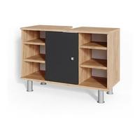 Vicco Meuble sous lavabo Fynn, Anthracite, 80x54cm, pour Le Rangement dans la Salle de Bain avec découpe pour Siphon