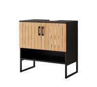 Vicco Meuble sous lavabo Vayra, Bambou, 60x65.5cm, pour Le Rangement des Accessoires de Salle de Bain et des Serviettes