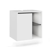 Vicco Meuble sous lavabo Viola, Blanc/Gris, 60x60cm | avec des étagères ouvertes, convient pour une installation sous des lavabos standards