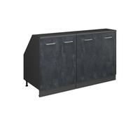 Vicco Meuble sous Pente R-Line, Béton Noir, 140cm Lot de 2 caissons 60 cm de Profondeur, Convient aux Murs inclinés et à Une Installation de Cuisine Variable