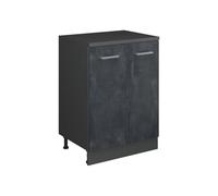 Vicco Meuble sous Pente R-Line, Béton Noir, 60cm sans Pente avec 2 Portes