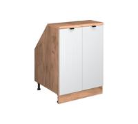 Vicco Meuble sous Pente R-Line, Blanc cannelé, 60cm 2 Portes, 60 cm de Profondeur, pour Une Combinaison Libre au Sein de systèmes de Cuisine modulaires