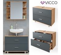 VICCO meuble sous-vasque ILIAS Goldkraft Anthracite - meuble bas avec tiroir