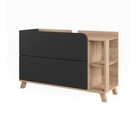 Vicco Meuble sous Vasque Karen, Sonoma/Anthracite, 100x65cm avec 2 tiroirs, pour Installation sous lavabo avec découpe pour Siphon