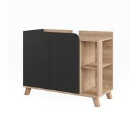 Vicco Meuble sous Vasque Karen, Sonoma/Anthracite, 80x65cm | avec 2 portes, pour un rangement peu encombrant sous l’évier