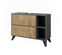Meuble sous vasque Leano, 80x62cm avec 2 tiroirs, Anthracite/Chêne de force doré, Vicco 52131