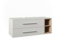 Vicco Meuble sous vasque simple "Beatrice", Blanc/Sonoma 100 x 40 cm | 2 Tiroirs · Mural · Découpe pour siphon · Pour produits de soin & accessoires de salle de bains · Rangement généreux