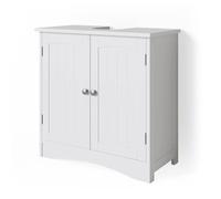 Vicco Meuble sous Vasque Simple Bianco, Blanc, 60x60cm | avec découpe pour siphon et espace de rangement pour l’organisation de la salle de bain