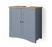 Vicco Meuble sous Vasque Simple Bianco, Gris, 60x60cm | avec découpe pour siphon et espace de rangement pour l’organisation de la salle de bain