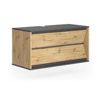 Vicco Meuble sous Vasque Simple Edelin, Anthracite/Artisan, 100x50cm avec 2 tiroirs, pour Montage Mural et Compatible avec siphons Standards