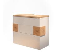 Vicco Meuble sous Vasque Simple Eden, Blanc Haute Brillance, 70x64.5cm | avec 2 tiroirs, pour montage mural avec aménagement intérieur modulable