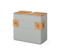 Vicco Meuble sous vasque simple "Eden", Gris 70 x 64.5 cm | 2 Tiroirs · Découpe pour siphon · Rangement généreux · Pour produits de soin & accessoires de salle de bains
