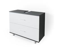 Vicco Meuble sous Vasque Simple Ilias, Anthracite/Blanc, 80x60.8cm, avec découpe pour Siphon et Ouvertures d’aération latérales