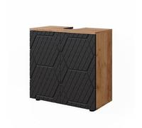 Vicco Meuble sous Vasque Simple Irma Anthracite nid d'abeille 60x59cm | avec découpe pour siphon et étagère de rangement