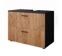 Vicco Meuble sous Vasque Simple Irma, Chêne doré/Anthracite, 80x58.6cm, adapté à l'installation au-Dessus du Siphon avec orifices de Ventilation