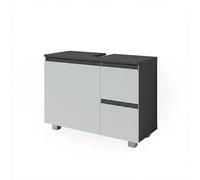Vicco Meuble sous Vasque Simple J-Shape, Anthracite/Blanc, 80x60.8cm | avec découpe pour siphon pour installation sous lavabo