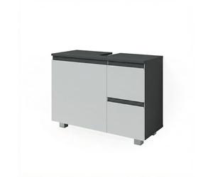 Vicco Meuble sous Vasque Simple J-Shape, Anthracite/Blanc, 80x60.8cm | avec découpe pour siphon pour installation sous lavabo