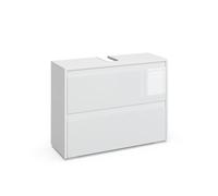 Vicco Meuble sous Vasque Simple Majest, Blanc Haute Brillance, 80.1x62cm avec 2 tiroirs, à Installer sous Le lavabo pour Le Rangement de la Salle de Bain