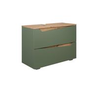Vicco Meuble sous vasque simple "Marelle", Vert/Chêne Artisan 80 x 57.5 cm | 2 Tiroirs · Découpe pour siphon · Rangement généreux · Pour produits de soin & accessoires de salle de bains