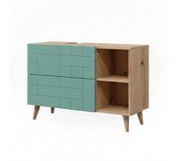 Vicco Meuble sous Vasque Simple Rudi, Vert Menthe, 90x59cm avec 2 tiroirs, avec mécanisme Push-to-Open et Conception modulaire combinable