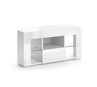 Vicco Meuble TV Denver, Blanc, 100x50cm, Convient comme Support TV avec étagères Ouvertes et fermées