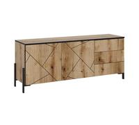 Vicco Meuble TV Hatto, Chêne, 150x60cm | avec portes et tiroirs, adapté au rangement et au stockage dans la chambre à coucher