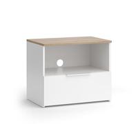 Vicco Meuble TV Wido, Blanc/Sonoma, 60x50cm | avec tiroir, convient aux téléviseurs jusqu'à 43 pouces, passe-câbles intégré