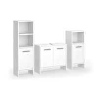 Vicco Meubles Bain Karli, Blanc 65 cm | 3 pièces · Meuble sous-vasque · Grande étagère de salle de bains · Petite étagère de salle de bains