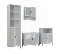 Vicco Meubles Bain Liora, Blanc 70 cm | Composé d'un meuble sous lavabo, d'un miroir, d'une colonne haute et d'une colonne moyenne