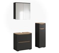 Vicco Meubles bain "Ruben", Anthracite/Chêne Artisan 60.2 cm | composé d’un meuble sous-lavabo, d’une armoire de toilette et d’une colonne