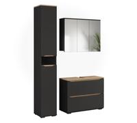 Vicco Meubles bain "Ruben", Anthracite/Chêne Artisan 80.2 cm | composé d’un meuble sous-lavabo, d’une armoire miroir et d’une colonne de rangement